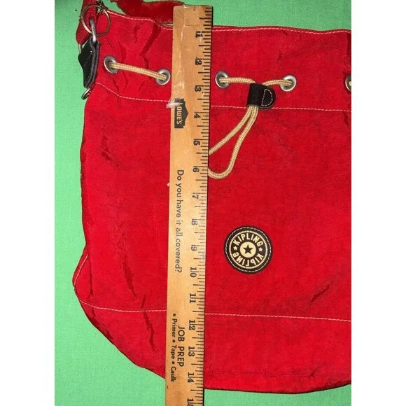 KIPLING VINTAGE Y2K RED Messenger Travel Cross Body W/ Monkey Fuzzy Key Chain - Picture 16 of 16